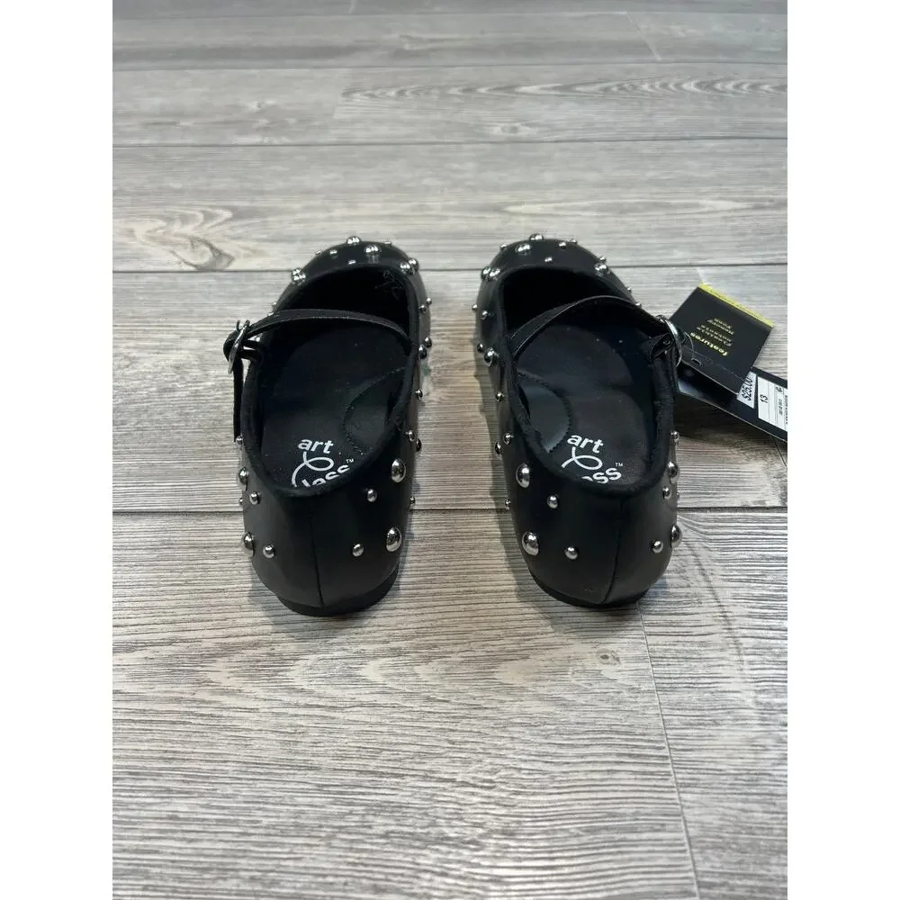 Art Class Madison Studded Ballet Flats Black Kids 13 NWT